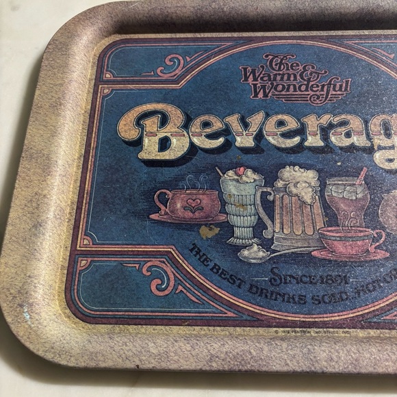 Vintage 1979 Pentron tin serving tray “The Warm & Wonderful Beverage Company” - Picture 4 of 7